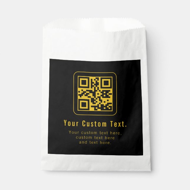 Bolsa De Papel Editable QR Code & Text Template | Black & Gold (Anverso)
