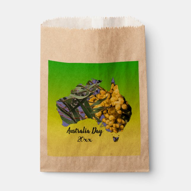 Bolsa De Papel Editar texto Australia Day Gum Leaf Wattle Lolly (Anverso)