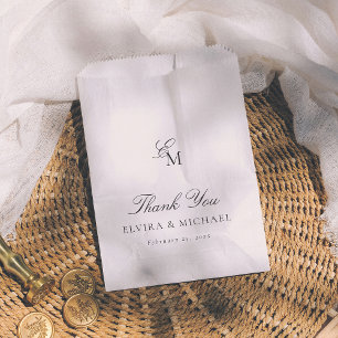 Bolsa De Papel Editorial de Agradecimiento de Boda con Monograma 