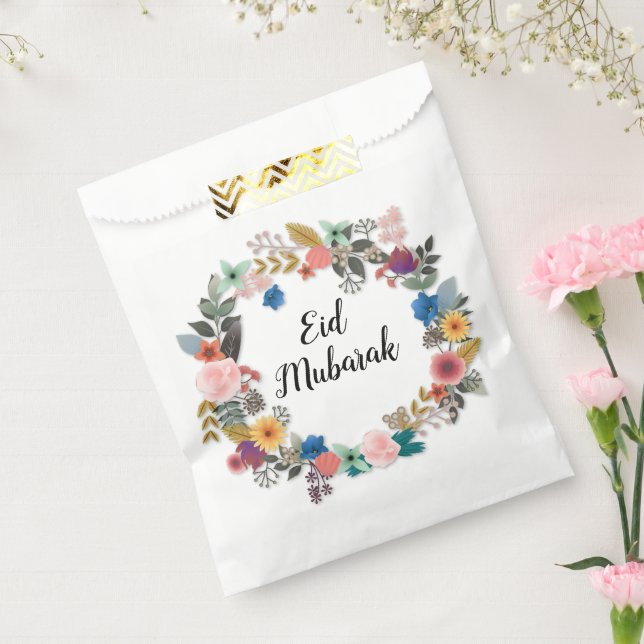 BOLSA DE PAPEL EID MUBARAK FLORAL WREATH FAVOR BAGES (Sellado)