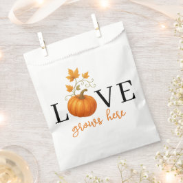 Bolsa De Papel El amor crece aquí | Letras de calabaza en otoño
