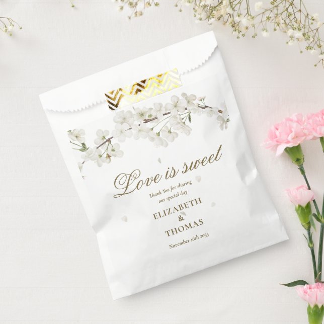 Bolsa De Papel El amor de la flor blanca es dulce Boda (Sellado)
