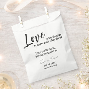 Bolsa De Papel El amor es como el chocolate Minimalista Elegante