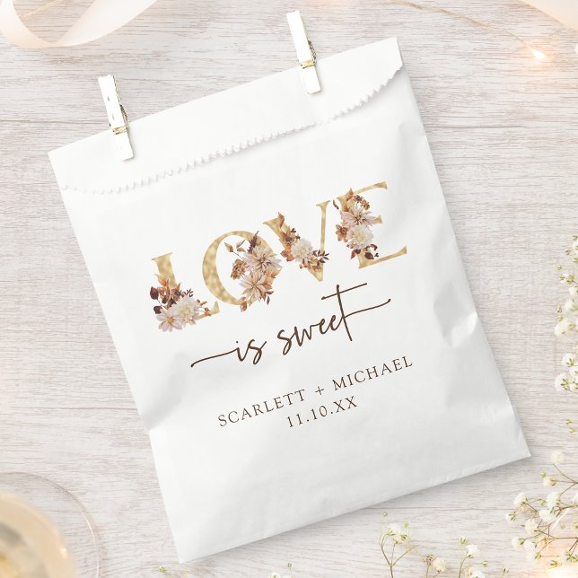 Bolsa De Papel El amor es dulce Boda (Love Is Sweet Autumn Floral White Wedding Favor Bag by Painted Paperie
)