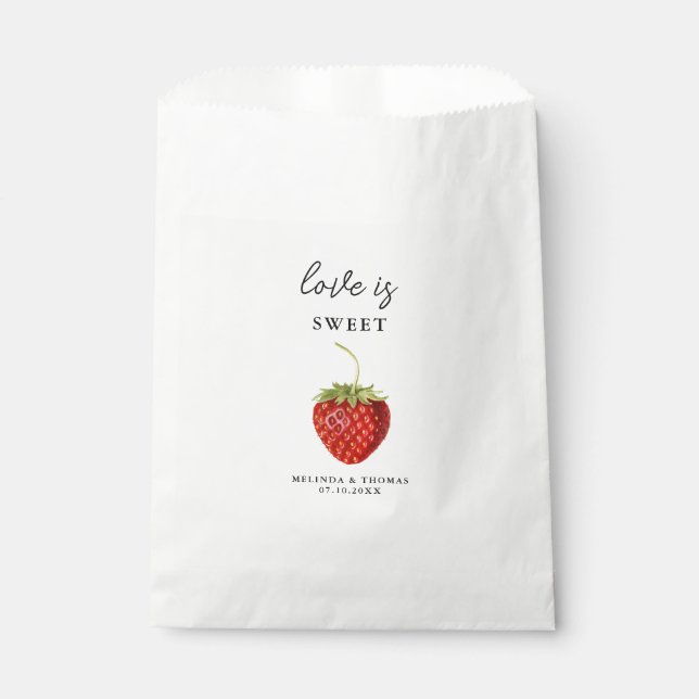 Bolsa De Papel El amor es dulce Boda de fresa (Anverso)