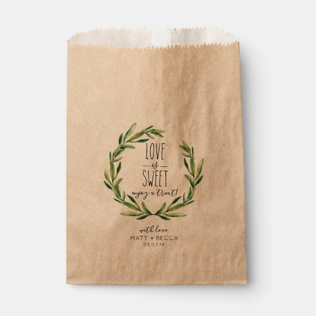 Bolsa De Papel El amor es dulce Boda trato Kraft Favor Bag (Anverso)