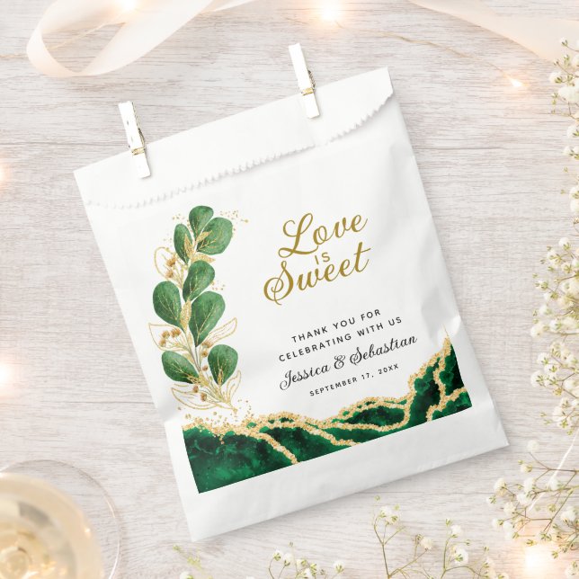 Bolsa De Papel El amor es dulce Boda verde esmeralda gracias (Cortado)