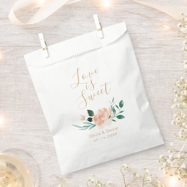 Bolsa De Papel El amor es dulce jardín romántico boda floral (Cortado)