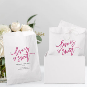 Bolsa De Papel El amor es dulce magenta rosa boda divertido coraz