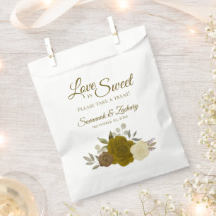 Bolsa De Papel El amor es dulce oro, ocre y Boda floral amarillo