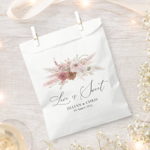 Bolsa De Papel el amor es dulce pampas boda rosa polvoriento flor