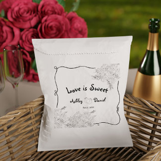 Bolsa De Papel El amor es dulce Rosas negras y blancas Doodle Bod