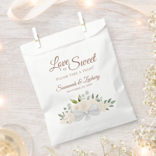 Bolsa De Papel El amor es dulce Rubor Peach Floral Boda