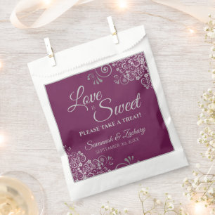 Bolsa De Papel El amor es dulce y plateado encaje en el Boda mora