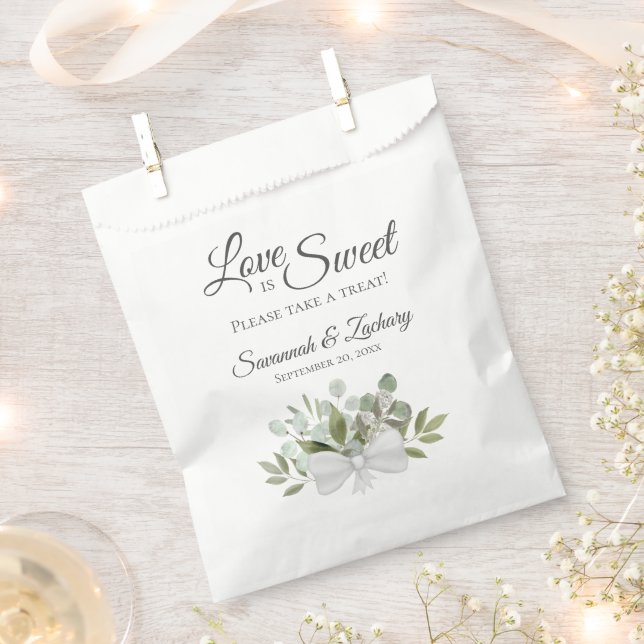 Bolsa De Papel El amor es dulce y rústico eucalipto y Boda de la  (Cortado)
