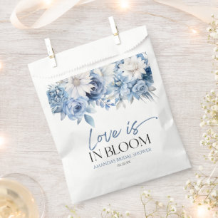 Bolsa De Papel El amor está en flor Dusty Blue Floral Ducha Nupci