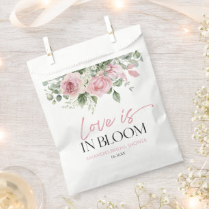 Bolsa De Papel El amor está en flor Rosa floral rosa Shower nupci