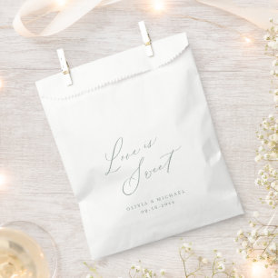 Bolsa De Papel El amor moderno verde sabio es boda de escritura d