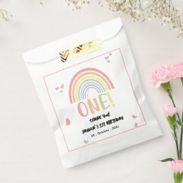 Bolsa De Papel El arcoiris de Cute Pastel 1er cumpleaños