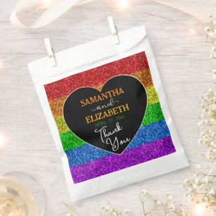 Bolsa De Papel El arcoiris de la bandera LGBT enciende boda de co