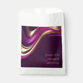 Bolsa De Papel El Boda moderno-la fucsia púrpura y el oro