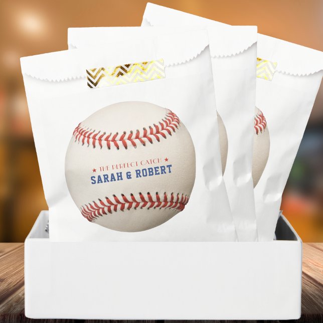 Bolsa De Papel El Boda perfecto para la captura del béisbol Softb (Baseball Softball Sport The Perfect Catch Wedding Favor Bag)