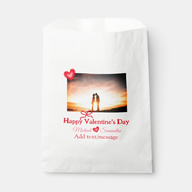 Bolsa De Papel El día de San Valentín del arco rojo agregar nombr (Anverso)