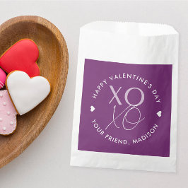Bolsa De Papel El día de San Valentín personalizado de XOXO Púrpu