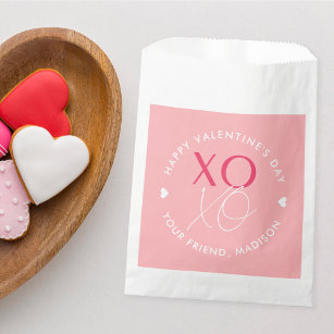 Bolsa De Papel El día de San Valentín personalizado rosado XOXO m