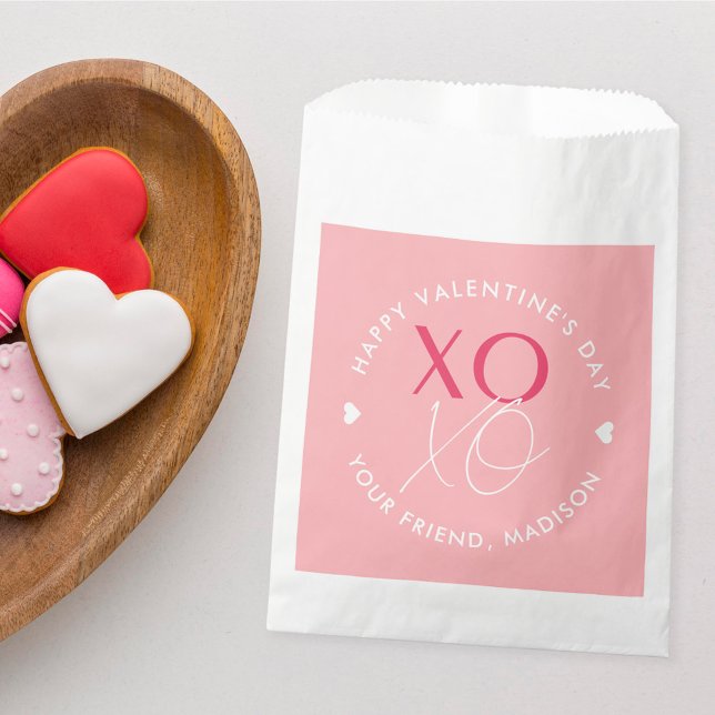 Bolsa De Papel El día de San Valentín personalizado rosado XOXO m (Subido por el creador)