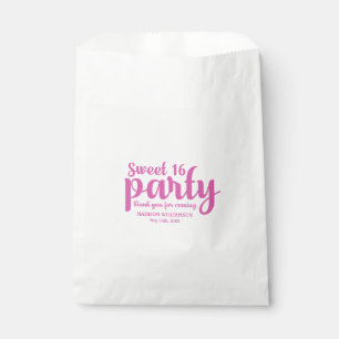 Bolsa De Papel El dulce 16 del rosa y blanco le agradece