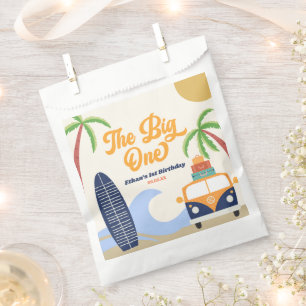 Bolsa De Papel El Fiesta de cumpleaños 1 Big One Beach Surf Blue