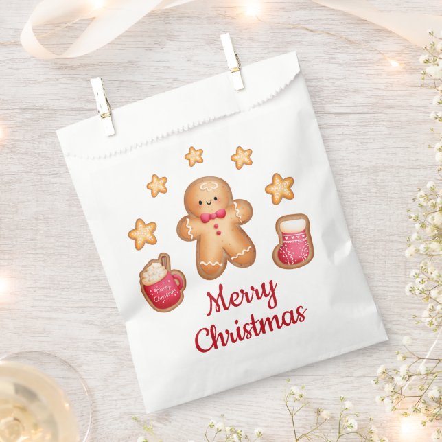 Bolsa De Papel El hombre de pan de jengibre lindo Feliz Navidad (Cortado)