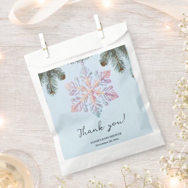 Bolsa De Papel El invierno moderno y suave, copos de nieve, Baby  (Cortado)