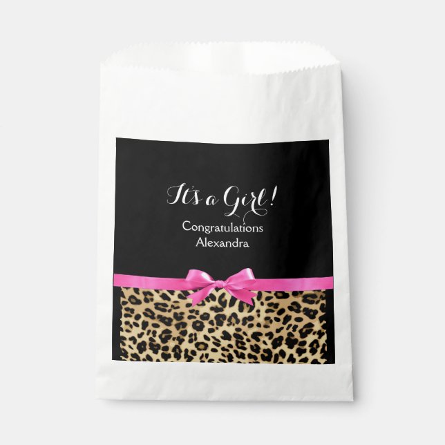 Bolsa De Papel El leopardo rosa caliente dobla su Chica Safari Ba (Anverso)