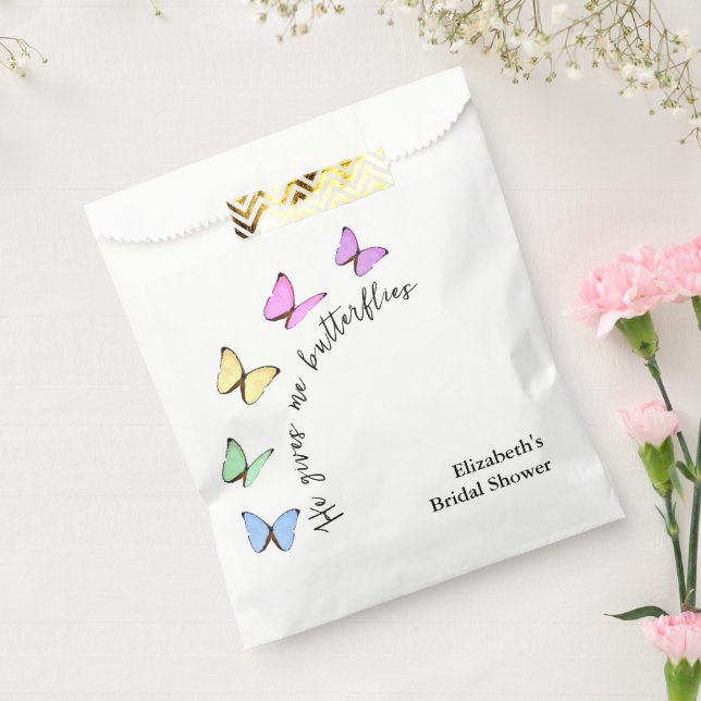 Bolsa De Papel Él Me Da Mariposas Despedida de Soltera (Sellado)