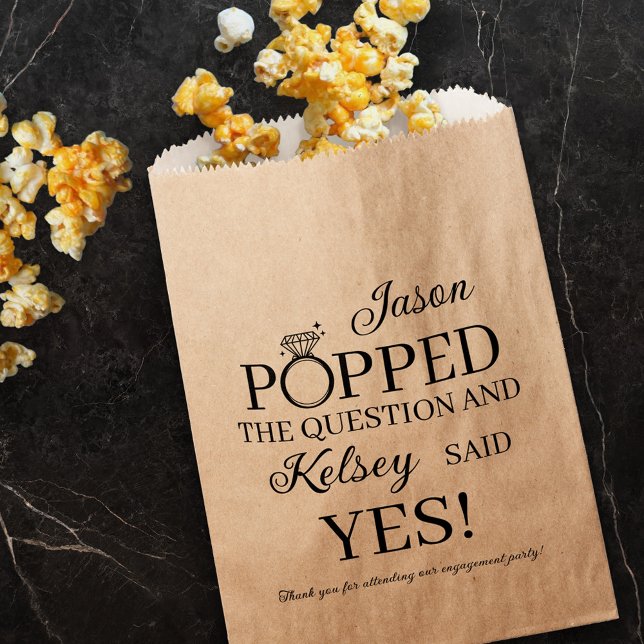 Bolsa De Papel Él Pidió la Mano Fiesta de Compromiso Palomitas de (Subido por el creador)