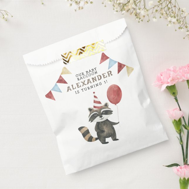 Bolsa De Papel El primer cumpleaños de nuestro mapache bebé  (Sellado)