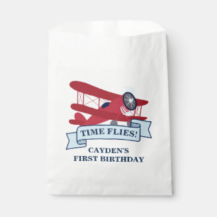 Bolsa De Papel El tiempo vuela Avión rojo Cumpleaños