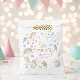 Bolsa De Papel El unicornio arcoiris pastel dos cumpleaños mágico
