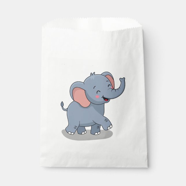Bolsa De Papel Elefante Adorable Llevando Regalo (Anverso)