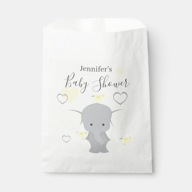 Bolsa De Papel Elefante amarillo Chica Baby Shower Fiesta (Anverso)