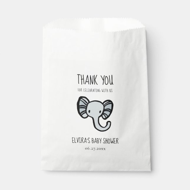Bolsa De Papel elefante azul lindo Ducha bebé (Anverso)
