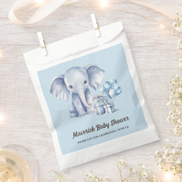 Bolsa De Papel Elefante azul y Baby Shower en globo