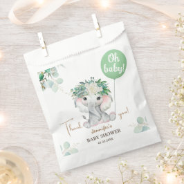 Bolsa De Papel Elefante Balón verde género Baby Shower neutral