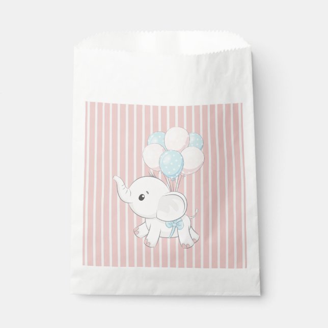 Bolsa De Papel Elefante bebé rosado y lindo (Anverso)