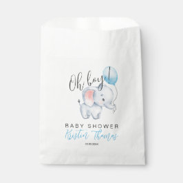 Bolsa De Papel Elefante bebé y Baby Shower con globo azul