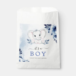 Bolsa De Papel Elefante con anémonas azules es un niño Baby Showe
