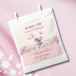 Bolsa De Papel Elefante Cute Balloon Bebé Rosa Primera Jornada de