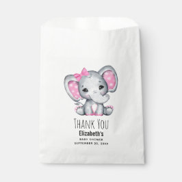 Bolsa De Papel Elefante de bebé rosado con polka